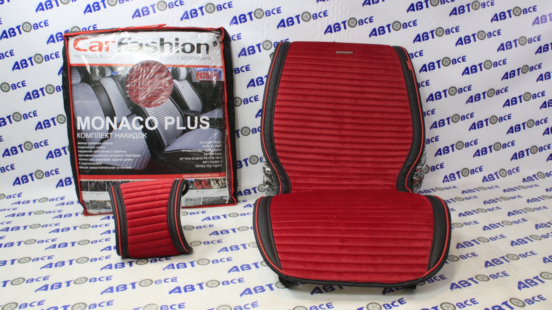 Накидки на сиденье MONACO PLUS черный/красный/красный велюр премиум экокожа CAR FASHION